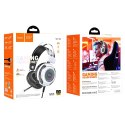 Słuchawki przewodowe nauszne Hoco gamingowe USB A + Jack 3,5 mm gamingowe 2 m W110 białe