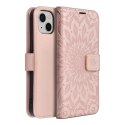 Etui z klapką na iPhone 13 Mezzo Book mandala złoto-różowe