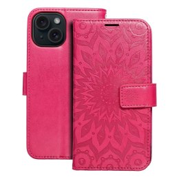 Etui z klapką na iPhone 15 Mezzo Book mandala magenta