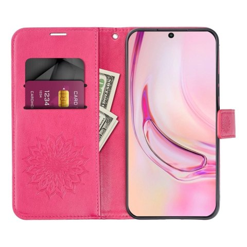 Etui z klapką na iPhone 15 Mezzo Book mandala magenta
