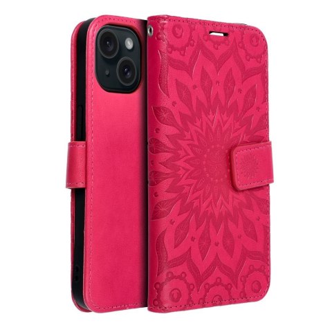 Etui z klapką na iPhone 15 Mezzo Book mandala magenta