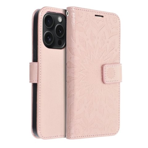 Etui z klapką na iPhone 15 PRO Mezzo Book mandala złoto-różowe