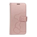 Etui z klapką na iPhone 16e (SE 4 2025) Mezzo Book teddy bear złoto-różowe
