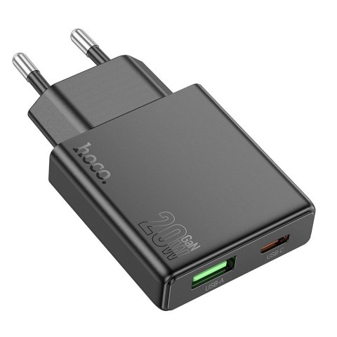 Ładowarka sieciowa do telefonu Hoco Slim USB A + USB C QC3.0 PD 3A 20W N38 czarna