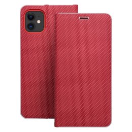 Etui z klapką na iPhone 11 Luna Book Carbon czerwone