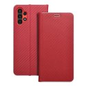 Etui z klapką na Samsung A13 4G Luna Book Carbon czerwone