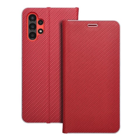 Etui z klapką na Samsung A13 4G Luna Book Carbon czerwone