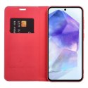 Etui z klapką na Samsung A13 4G Luna Book Carbon czerwone