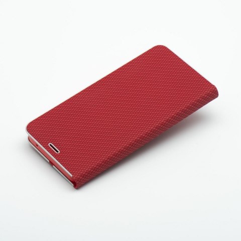 Etui z klapką na Samsung A13 4G Luna Book Carbon czerwone
