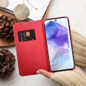 Etui z klapką na Samsung A13 4G Luna Book Carbon czerwone
