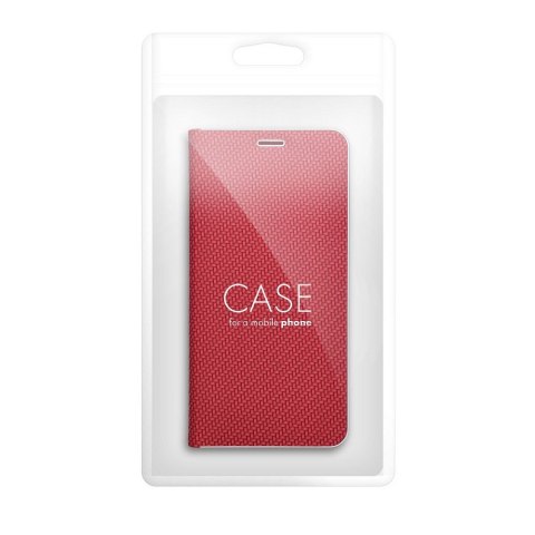 Etui z klapką na Samsung A13 4G Luna Book Carbon czerwone