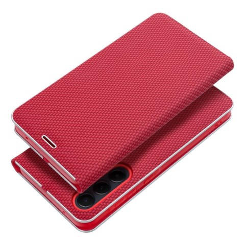 Etui z klapką na Samsung A13 4G Luna Book Carbon czerwone