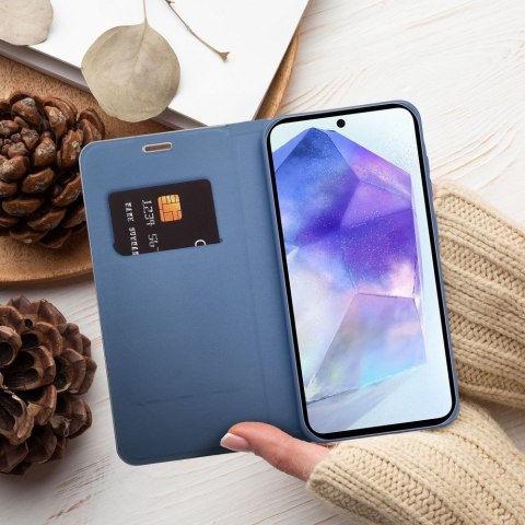 Etui z klapką na Xiaomi Redmi NOTE 15 5G Luna Book Carbon niebieskie