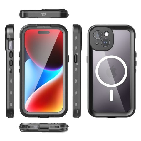 Etui na iPhone 15 wodoodporne Shellbox Dot zgodne z MagSafe czarne