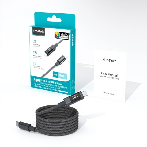 PD60W USB-C to USB-C Digital Display 1.2m Nylon Cable - black