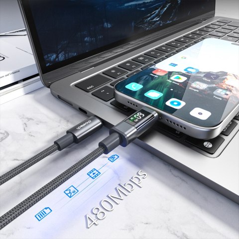 PD60W USB-C to USB-C Digital Display 1.2m Nylon Cable - black