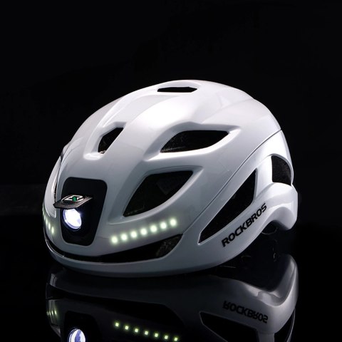 Kask rowerowy Rockbros ZK-077 ze zintegrowanym oświetleniem wielokierunkowym 57-61 cm - biały