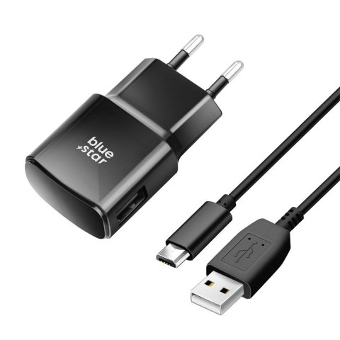 Ładowarka sieciowa do telefonu Blue Star USB A 2A 10W + kabel USB A do Micro USB TFK-TC-1100B czarna