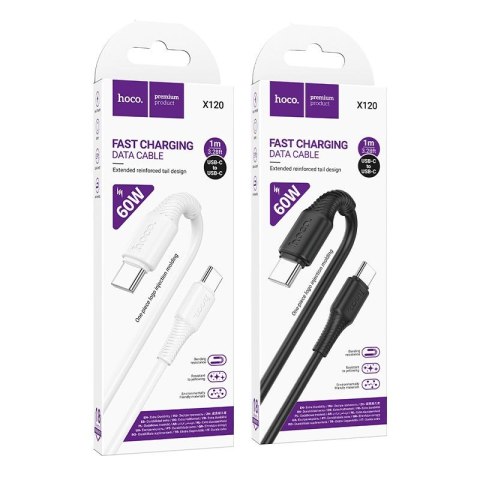 Kabel USB C do USB C Hoco 3A 60W 1 m X120 czarny