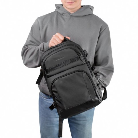 Plecak Wozinsky WPW-20L z kieszenią na laptopa podróżny 40x20x25 cm do luku bagażowego - czarny