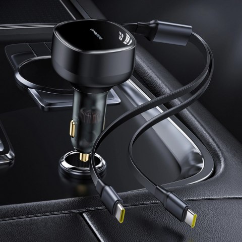 Baseus Enjoyment Retractable 2-in-1 Car Charger C+C 33W Cluster Black