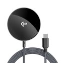 Ładowarka indukcyjna Acefast E24 Qi2 15W magnetyczna z kablem USB-C 1.2m - czarna