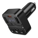 Transmiter samochodowy bluetooth Hoco USB A + USB C QC PD 35W E87 czarny