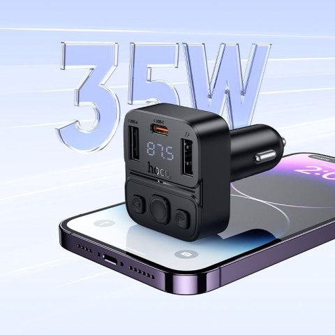 Transmiter samochodowy bluetooth Hoco USB A + USB C QC PD 35W E87 czarny