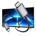 Kabel USB C do HDMI Hoco 4K 30Hz 2 m UA27 stalowy szary