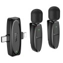 Mikrofon krawatowy bezprzewodowy Lightning / USB C Hoco 2 szt L15 czarny