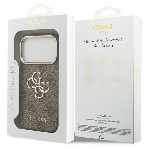 GUESS futerał do IPHONE 17 Pro Max GUHCP17X4GMGCBR (PU W/ Big 4G Classic Logo) złoto brązowy