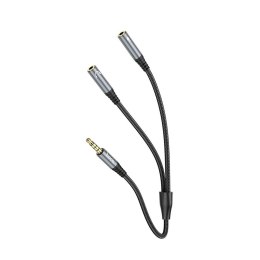 Kabel AUX 2w1 Jack 3,5 mm (męski) do 2 x Jack 3,5 mm (żeński) Hoco 0,25 m UPA21 szary (SC)