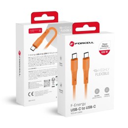 Kabel USB C do USB C Forcell F-Energy QC4.0 PD 5A 100W Silicone 1 m C347 pomarańczowy