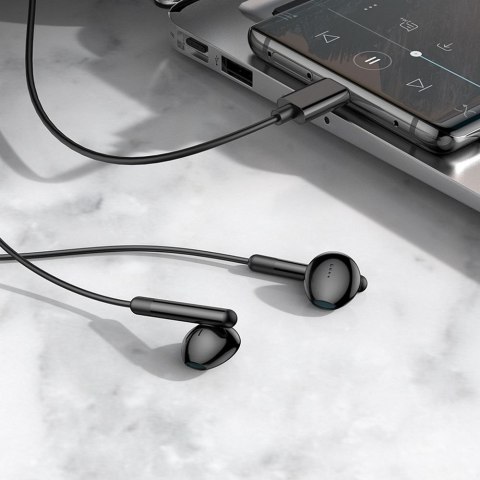 Słuchawki przewodowe douszne USB C Hoco M93 czarne