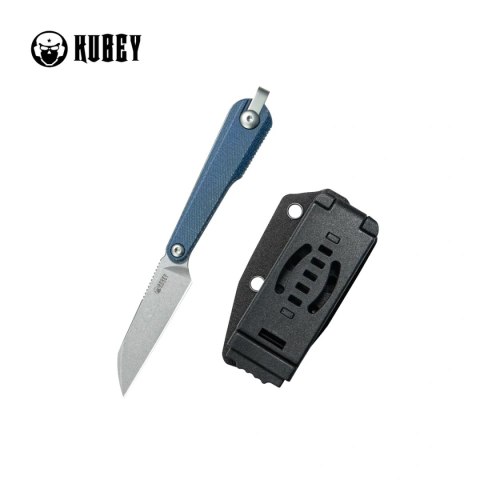 Nóż Kubey YAG WH Blue Micarta, Beadblasted 14C28N by Ostap Hel (KU450B)