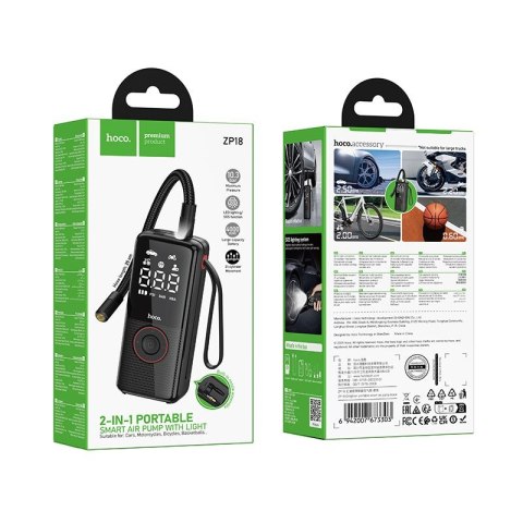 Kompresor samochodowy Hoco bezprzewodowy 4000mAh ZP18 czarny