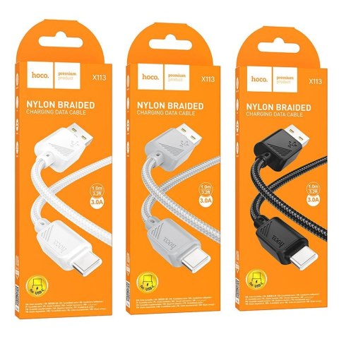 Kabel USB A do USB C Hoco 3A 1 m X113 biały