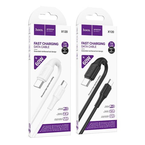 Kabel USB C do USB C Hoco 3A 60W 1 m X120 biały