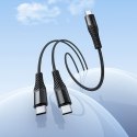 Kabel 2w1 USB C do USB C+C Hoco 1 m X123 czarny