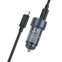 Ładowarka samochodowa Hoco USB A + USB C QC3.0 PD 30W + kabel USB C do USB C Z57A czarna