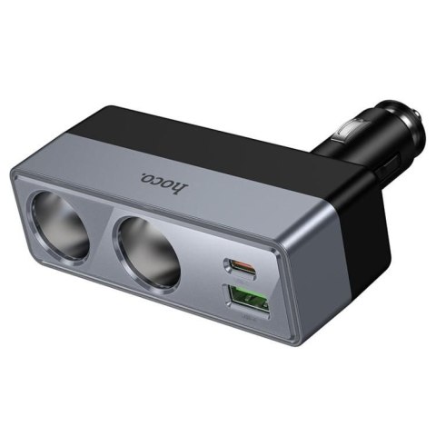 Ładowarka samochodowa Hoco z rozdzielaczem 1xUSB A + 1xUSB C + 2 porty zapalniczki QC3.0 PD max 240W/24V Z65B czarna