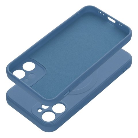 Etui na iPhone 12 Silicone Mag Cover zgodne z MagSafe (camera protection) niebieskie