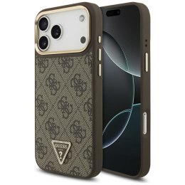 GUESS futerał do IPHONE 17 Pro Max kompatybilny z MagSafe GUHMP17XP4GTDGMW (4G PU W/ Triangle Logo) złoto brązowy