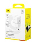 Baseus Palm Szybka Ładowarka Sieciowa 30W USB-C USB-A EU Biały