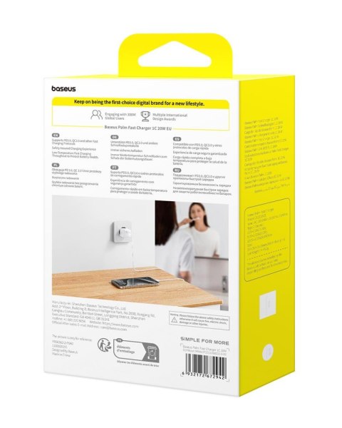 Baseus palm ładowarka sieciowa 20W usb-c Biały