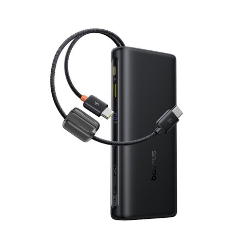 Baseus power bank z wyświetlaczem cyfrowym i podwójnymi wbudowanymi kablami usb-c 25000mAh 145W Czarny