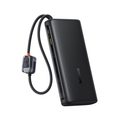 Baseus power bank z wyświetlaczem cyfrowym i podwójnymi wbudowanymi kablami usb-c 25000mAh 145W Czarny
