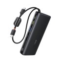 Baseus power bank z wyświetlaczem cyfrowym i podwójnymi wbudowanymi kablami usb-c 25000mAh 145W Czarny