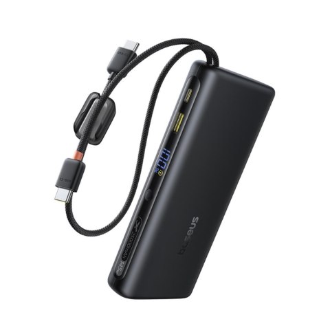 Baseus power bank z wyświetlaczem cyfrowym i podwójnymi wbudowanymi kablami usb-c 25000mAh 145W Czarny