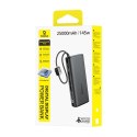 Baseus power bank z wyświetlaczem cyfrowym i podwójnymi wbudowanymi kablami usb-c 25000mAh 145W Czarny